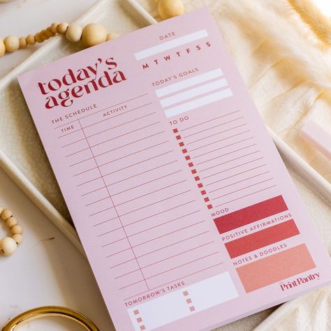 Daily Agenda Notepad, Daily To-Do List, Daily Planner, Work Planner, Gift for Coworker, Gift for Boss, School Planner, Daily Schedule Daily Planner Work, Daily Work Planner, Note Pad Design, Note Doodles, Daily Agenda, Gift For Boss, Gift For Coworker, Color Pallete, Daily Mood