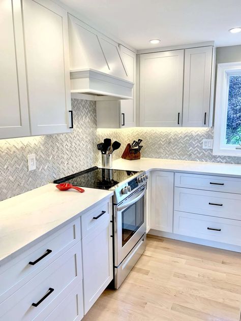 Fabuwood White Framed Kitchen by Dean Cabinetry White Double Oven, White Diamond Cabinets, Lowes Diamond Cabinets Kitchen, Fabuwood Galaxy Nickel, Fabuwood Kitchen Cabinets, Fabuwood Kitchen, White Fridge Stainless Stove, Fabuwood Cabinets, Backyard House