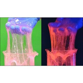 Fluorescent Slime Kit  - Real, cool chemistry experiment - Includes sodium borate and polyvinyl alcohol - Back light not included Cool Chemistry Experiments, Chemistry Kit, Slime Kit, Chemistry Experiments, Stem Kits, Science Fair, Black Light, Slime, Kids Learning