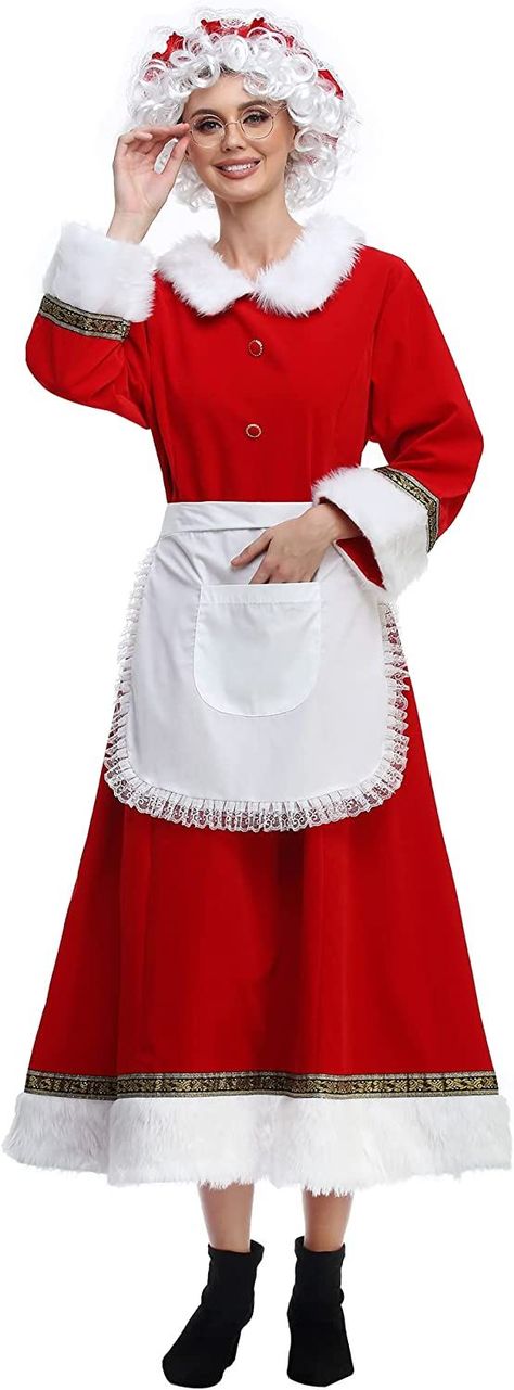 Santa Clause Dress, Mrs Claus Costume, White Wig, Santa Claus Costume, Santa Dress, Costume For Women, Christmas Costume, Christmas Party Dress, Santa Clause