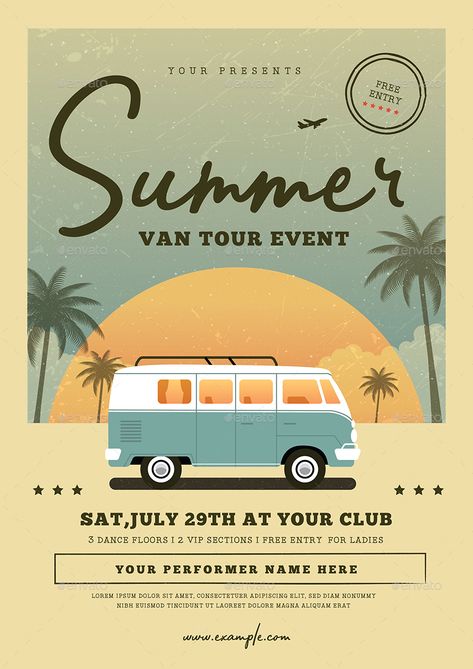 Festival Flyer Design Inspiration, Summer Event Design, Summer Graphic Design Poster, Summer Festival Design, Summer Event Poster, Summer Design Poster, Summer Poster Ideas, Vintage Flyer Design, Creative Flyer Design Ideas Graphics