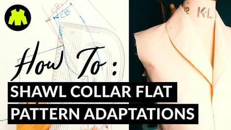 My first ever tutorial was on how to make a shawl collar and it’s still one of my favourite, so here’s a new video on how to adapt the… Diy Shawl Collar Patterns, Shawl Collar Pattern Drafting, Blazer Collar Pattern Drafting, Shawl Collar Cardigan Pattern, Lapel Collar Pattern Drafting, Flare Sleeves Pattern, Diy Shawl, Pattern Drafting Tutorials, Flats Patterns