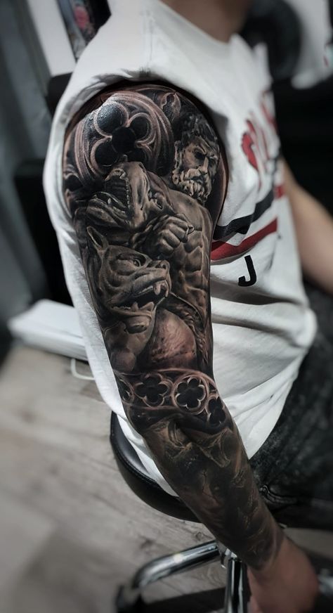 Greece Tattoo Mythology, Cerberus Tattoo, Long Socks Outfit, Greece Tattoo, Greek God Tattoo, Atlas Tattoo, Greece Mythology, God Tattoo, Socks Outfit