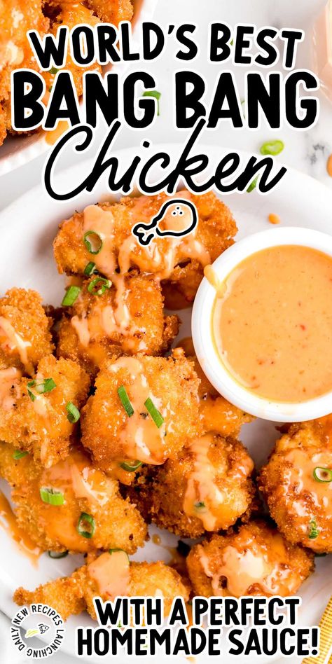 Bang Bang Chicken Bang Bang Chicken Recipe, Crispy Chicken Bites, Chicken Bites Recipes, Bang Bang Chicken, Bonefish Grill, The Cheesecake Factory, Chicken Chunks, Sweet And Spicy Sauce, Breaded Chicken Breast