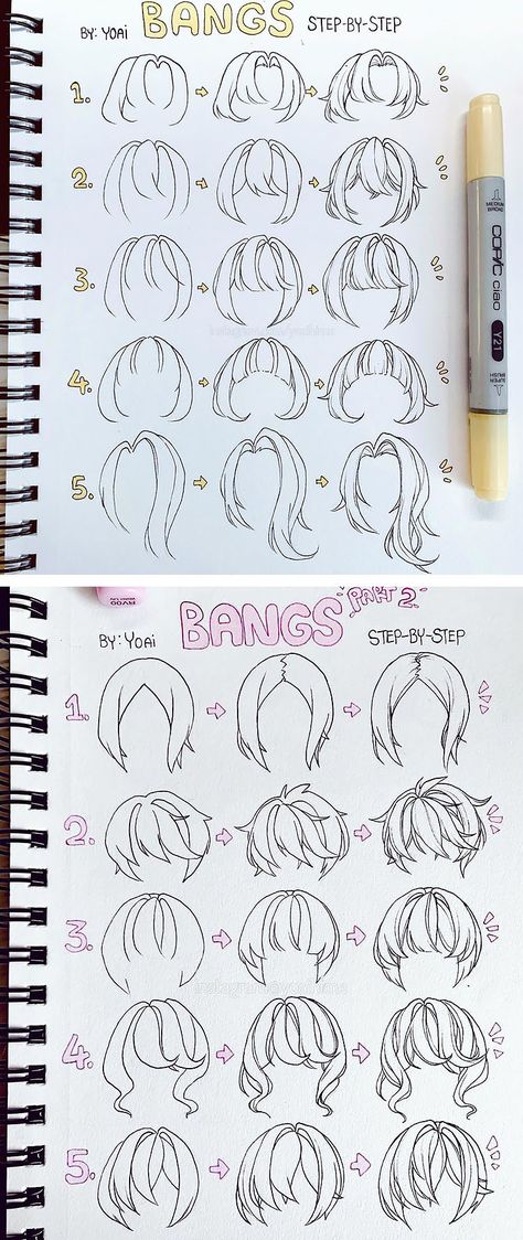 How To Draw A Ponytail, How To Draw Ponytails, Draw Bangs, Lukisan Fesyen, Lukisan Comel, Braids Ponytail, How To Draw Anime, Drawing Hair Tutorial, Ponytail Updo