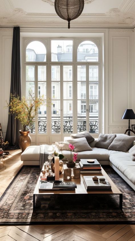 Parisienne Home Decor, French Condo Interior Design, Brownstone Interiors Living Rooms, Parisian Modern Apartment, Utrecht Apartment, Andalusia House, Paris Apartment Interiors French Style, Paris Flat Parisian Apartment, French Girl Apartment