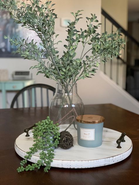 Dining Table Centerpiece Everyday, Lazy Susan Decor, Dining Table Decor Centerpiece, Boho Plants, Rustic Kitchen Tables, Farmhouse Table Centerpieces, Wood Lazy Susan, Simple Dining Table, Table Centerpieces For Home