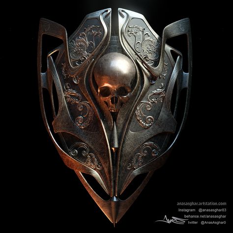 https://www.artstation.com/artwork/3orOLg Scifi Shield, Scandinavian Tattoo, Armor Tattoo, Wallpaper Beautiful, 3d Cnc, 3d Concept, Ange Demon, Fantasy Armor, Shield Design