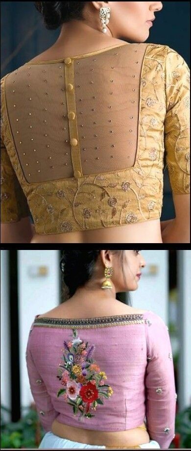 Latest Blouse Back Designs, Blouse Back Designs, Golden Blouse Designs, Netted Blouse Designs, Blouse Designs High Neck, Blouse Designs Catalogue, Saree Blouse Neck Designs, New Saree Blouse Designs, Traditional Blouse Designs