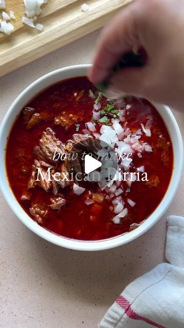 WTF TO COOK! on Instagram: "Monday night dinner idea 💡 try this traditional Mexican dish tonight! 

Posted @withregram • @casaferrel_llc Birria is a traditional Mexican dish originating from Jalisco, known for its rich and flavorful taste. Made with slow-cooked meat, spices, and chilies, birria is often served with tortillas, onion, cilantro, and consommé for dipping. The dish is popular at celebrations and special occasions in Mexico and has gained popularity in the US, with many variations like birria tacos and birria ramen.

🌶️🥩🌮 Try making birria at home with this recipe:
Ingredients:
- 3 lbs beef or goat meat
- 4 dried guajillo chilies
- 2 dried ancho chilies
- 2 Roma Tomatoes 🍅 
- 1 onion, chopped
- 4 garlic cloves
- 1 tbsp cumin
- 1 tbsp oregano
- 1 tbsp vinegar
- 1 cinnamon st Birria Recipe Mexican Crockpot Easy, Authentic Birria Recipe, Birria Recipe Mexican, Monday Night Dinner, Birria Ramen, Birria Recipe, Cook Meat, Traditional Mexican Dishes, Birria Tacos