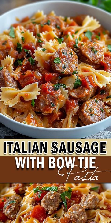 Savor the rich flavors of juicy Italian sausage with this easy and delicious recipe! Whether you're cooking for family or hosting a dinner party, this dish is sure to impress. 👉 Click for the full recipe and start cooking! 🍽️ #ItalianSausageRecipe #EasyDinnerIdeas #ItalianCuisine #QuickRecipes #PastaLovers Sausage Bow Tie Pasta, Bow Tie Pasta Recipe, Baked Chicken Alfredo Pasta, Bow Tie Pasta, Italian Sausage Recipes, Chicken Alfredo Pasta, Bowtie Pasta, Healthy Kitchen, Fresh Veggies