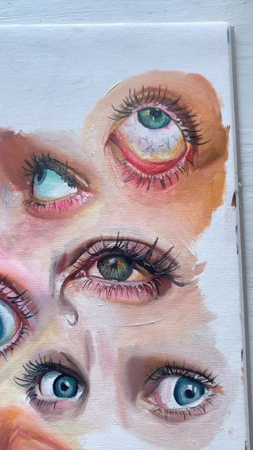 Realistic Eye Oil Painting, Crying Eye Painting, Painting Of An Eye, How To Paint Eyes, Eye Studies, Eye Oil Painting, Eye Reflection, Abstract Eyes, Eyes Painting