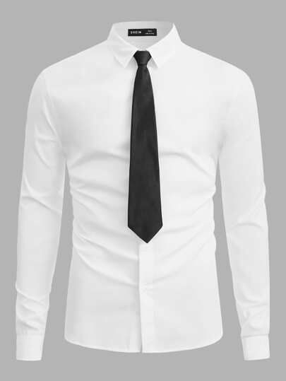 White Shirt And Tie, White Shirt With Tie, Colorblock Shirt, Shirt With Tie, Dark Academia Clothes, Academia Clothes, Draw Ideas, White Shirt Men, Tie Men