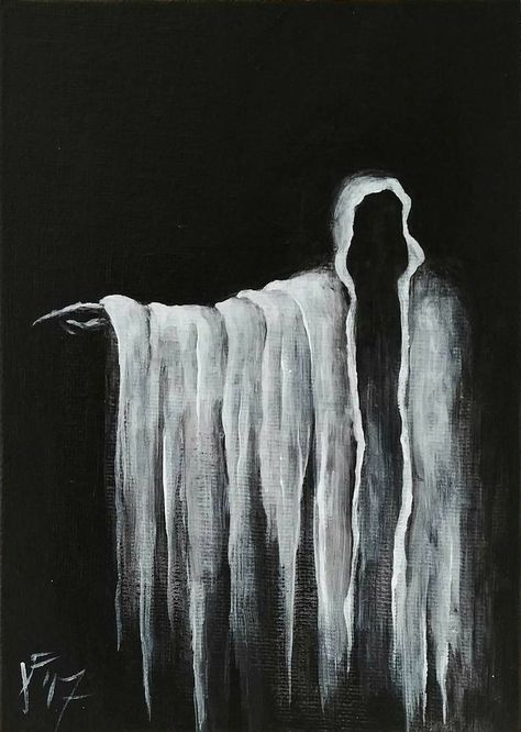 Scary Paintings, Art Sinistre, Creepy Paintings, Dark Paintings, Scary Ghost Pictures, Arte Peculiar, Black Paper Drawing, Halloween Painting, Black And White Painting