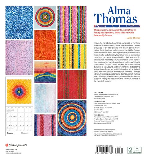 Alma Thomas Art, Alma Thomas, Calendar 2022, Wall Calendars, Elementary Art Projects, School Art Projects, Arts Ed, Camping Art, Fourth Grade