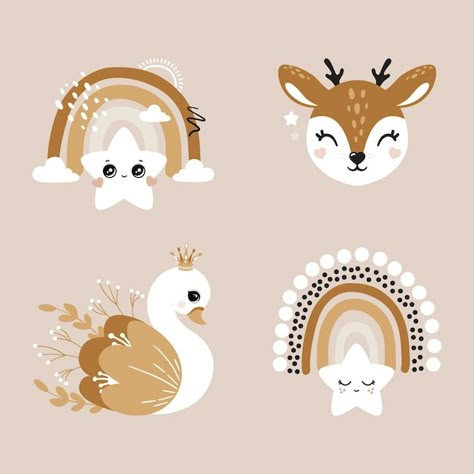 Deer Illustration Cute, Baby Deer Illustration, Cute Deer Illustration, Wildlife Logo, Boho Animals, Boho Illustration, Animal Illustration Kids, Kids Graphic Design, Deer Vector