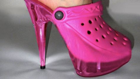 High Heel Crocs, Wedding Crocs, Cool Crocs, Croc Heels, High Heel Sandals Platform, Retro Nostalgia, Pink Vibes, Sega Genesis, Crocs Shoes