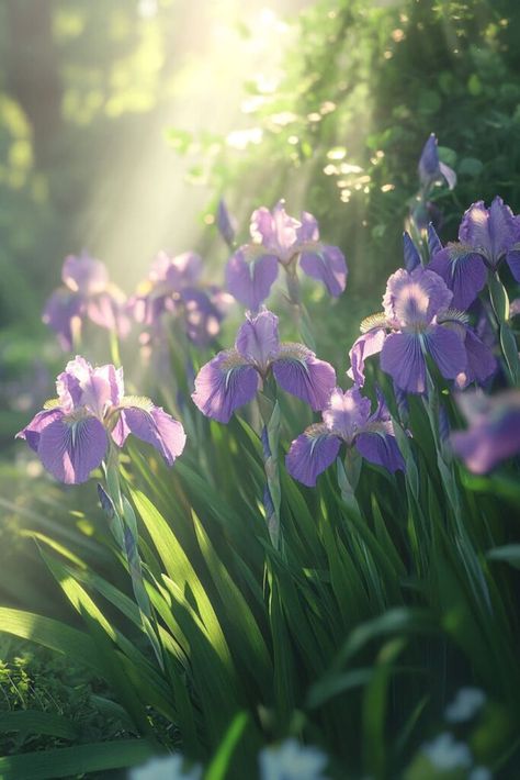 Iris Flowers Aesthetic, Irises Aesthetic, Iris Core, Iris Aesthetic, Iris Plant, Purple Iris Flowers, Plant Study, Tattoo Flowers, Magic Witch