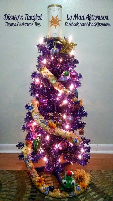 My Tangled themed Christmas tree! ♥ | www.facebook.com/MadAfternoon Christmas Decor Idea, Disney Christmas Decorations, Themed Christmas Tree, Disney Christmas Tree, Creative Christmas Trees, Themed Christmas, Christmas Tree Inspiration, Purple Christmas, Colorful Christmas