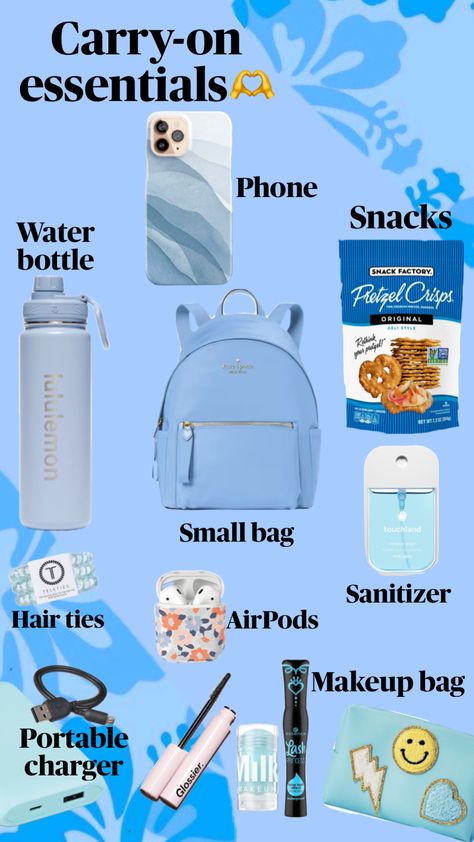 Stuff To Bring On Vacation, What To Bring On A Flight, Things To Bring In Your Carry On Bag, What To Bring On A Carry On Bag, Preppy Carry On Bag, What To Pack For Airplane Carry On Bag, Things To Pack For Airplane, What To Bring On A Plane Carry On, What To Pack For A Plane