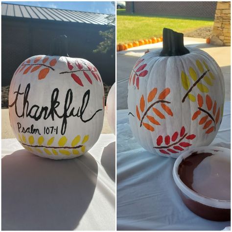 Pumpkin Painting Bible Verse, Pumpkin Painting Christian, Bible Pumpkin Painting, Bible Verse Pumpkin Painting, Thanksgiving Christian Crafts, Christian Pumpkin Painting Ideas, Christian Pumpkin Painting, Thanksgiving Pumpkins Painting, Fall Church Crafts