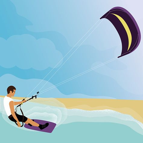 Surfer Painting, Kitesurfing, Illustration Graphic Design, Kite Surfing, Abstract Painting, Surfing, Mural, Abstract Artwork, Graphic Design