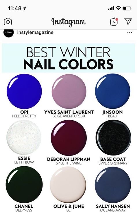 Winter Pedicure, January Nail Colors, True Winter Color Palette, Cool Winter Color Palette, Deep Winter Palette, Winter Nail Colors, Nail Polish Colors Winter, Winter Nail Polish, Deep Winter Colors