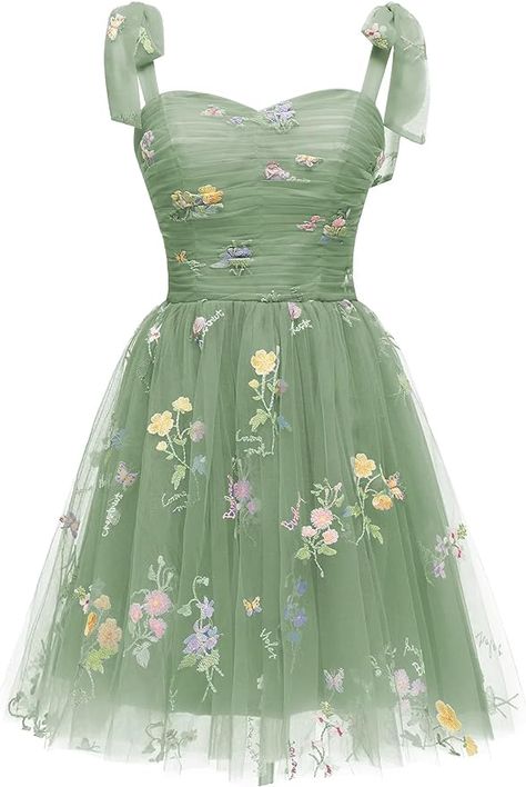 Summer Sweet 16, Quinceanera Guest Dresses, Hoco Dress Ideas, Homecoming Dresses For Teens, Flower Prom Dress, Hoco Inspo, Embroidery Tulle, Tulle Homecoming Dress, Floral Prom Dresses