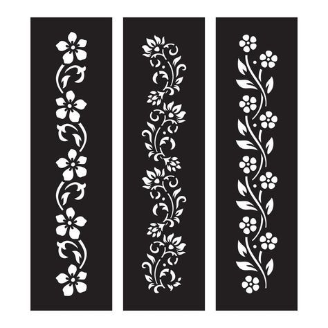 Jaali Design, Gold Glitter Background, Floral Border Design, Flower Pattern Design, Temporary Tattoo Designs, Stencil Patterns, 자수 디자인, Lasercut Design, Black And White Floral