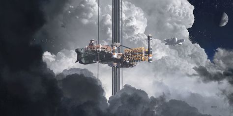 ArtStation - Titanfall 2 Space Elevator Concept, Danny Gardner Space Station Art, Space Elevator, Titanfall 2, Space Engineers, Sci Fi Environment, Space Games, Titanfall, Futuristic Art, Futuristic City