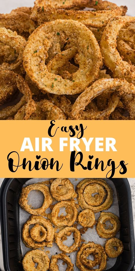 Air Fryer Onion Rings Recipe, Air Fryer Calamari, Onion Rings Air Fryer, Air Fryer Onion Rings, Crispy Onion Rings, Fried Onion Rings, Homemade Onion Rings, Onion Rings Recipe, Rings To Make