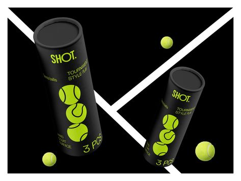 SHOT. | Packaging design for tennis equipment by Marina Zakharova 🇺🇦 on Dribbble Tennis Equipment, Ball Design, Year End, Box Packaging Design, Tennis Balls, Creative Packaging Design, Creative Packaging, Tennis Ball, Digital Graphics