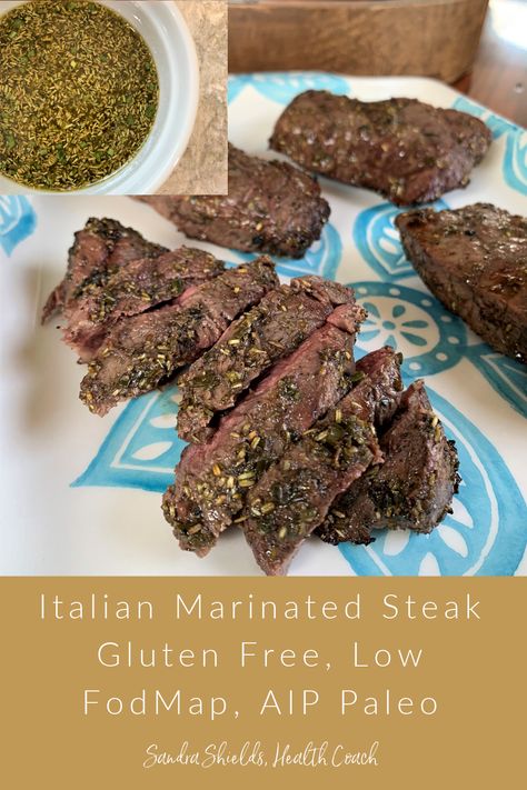 Italian Marinated Steak, Gluten Free, Low FodMap, AIP Paleo | Sam Eats Her Nutrients Aip Dinner Recipes, Fodmap Dinner Recipes, Aip Dinner, Fodmap Dinner, Steak Marinades, Gluten Free Low Fodmap, Low Fodmap Recipes Dinner, Fodmap Recipes Dinner, Fodmap Meal Plan