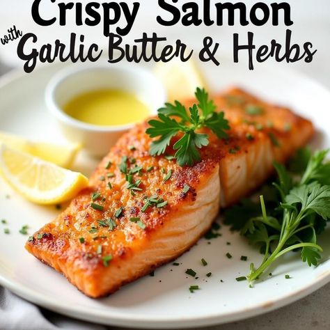 Craving something delicious? Try Crispy Salmon with Garlic Butter and Herbs! 🍽️ This easy recipe will have you cooking like a pro in no time. Check it out! Herb Butter For Salmon, Crispy Salmon Recipes, Herb Butter Salmon, Crispy Salmon Recipe, Sockeye Salmon Recipes, Cooking Salmon Fillet, Herb Salmon, Recipe With Garlic, Crispy Salmon