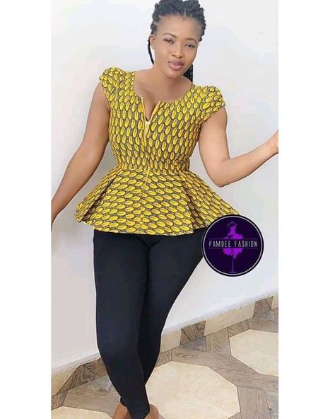 Ankara And Jeans, Ankara Tops For Ladies, African Tops For Women, African Blouses, Ankara Tops, African Tops, African Print Tops, Tops For Ladies, African Styles