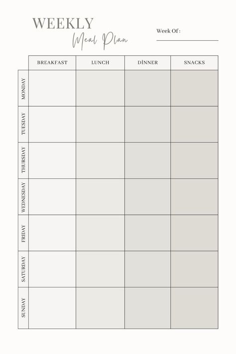 Meal Planner For The Week, Food Planning Weekly Printable, Weekly Menu Planning Template, Weekly Eating Plan, Weekly Meal Prep Template, Meal Prep Tracker, Weekly Meal Template, Blank Meal Plan Template, Meal Prep Planner Template