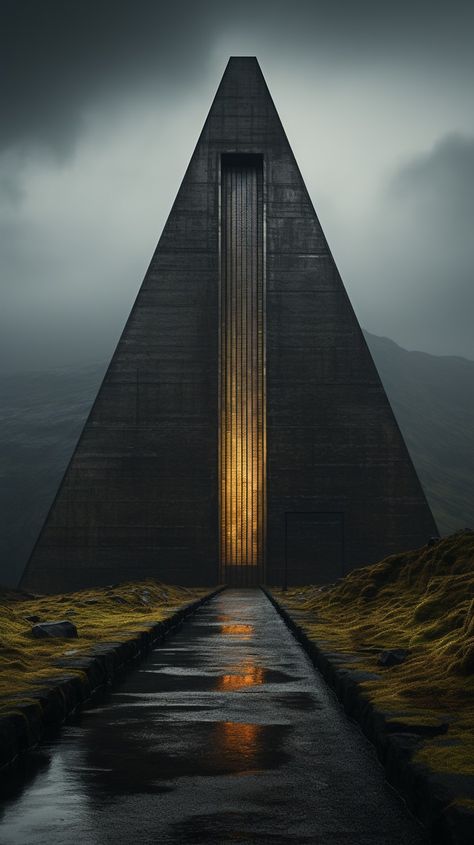 Futuristic Brutalist Architecture, Modern Brutalist Architecture, Gothic Brutalist, Dark And Gloomy, Driveway Lighting, Brutalism Architecture, Futuristic Home, Between Two Worlds, Architecture Building Design