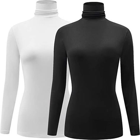 KLOTHO Casual Turtleneck Tops Lightweight Long Sleeve Soft Thermal Shirts for Women | Amazon (US) Lion Tattoo For Women Sleeve, Long Braid For Black Women, Easy Updos For Long Hair, Long Ponytail, Casual Turtleneck, High Waisted Flare Jeans, Easy Updos, Outfit 90s, Business Casual Outfits For Women