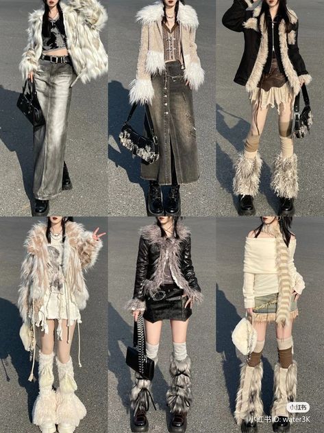 Gyaru Fashion Winter, 2000s Winter Fashion, Y2k Winter Outfits, 일본 패션, Y2k Winter, Winter Y2k, New Rock, Fashion Inspiration Design, Fur Coats