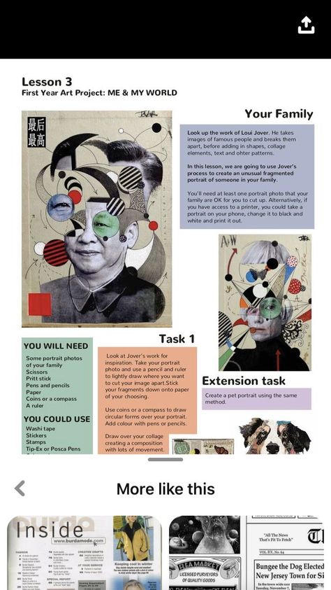 Fragmented Faces Art Lesson, Fragmented Faces Art, Financial Art, Fragmented Faces, Art Projects School, Projects School, Art Handouts, Ib Art, High School Art Projects