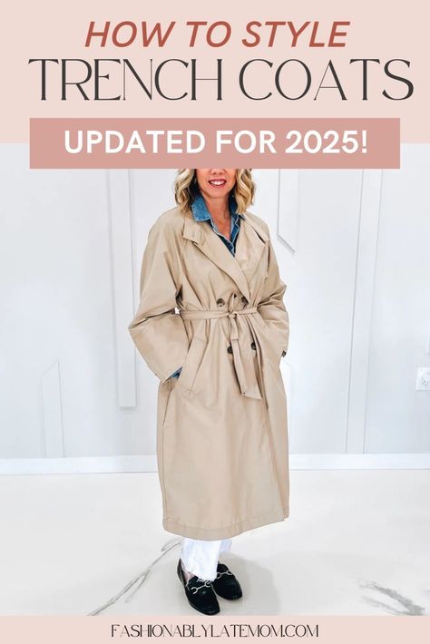 Discover the secrets to styling a Trench Coat with ease. This guide offers Women's Fashion insights and tips for making the most of this Women's Outerwear classic. Whether dressing up or staying casual, the Trench Coat is a timeless addition to any wardrobe. Styling A Trench Coat, Trench Coat Outfit Ideas, Coat Outfit Ideas, Casual Mom Style, Trench Coat Outfit, Beige Trench Coat, Timeless Outfits, Trench Coat Style, Burberry Trench Coat