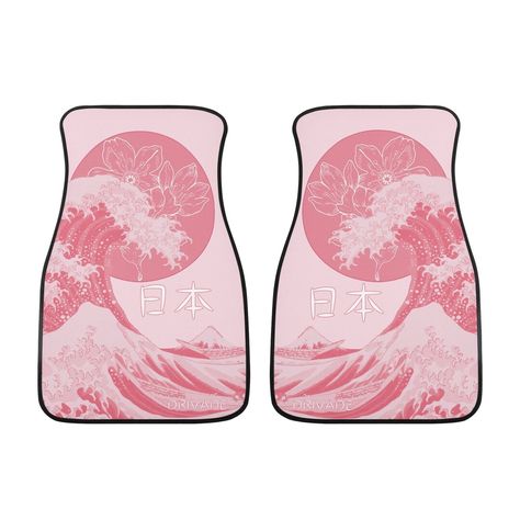 Add a touch of Japanese-inspired style to your car's interior with our Kanagawa Wave Pink Car Floor Mats Set! Featuring a beautiful pink color and a design inspired by the famous Japanese woodblock print, this car accessory is perfect for anyone who loves JDM culture. Made of high-quality materials, these floor mats are durable and easy to clean. The cherry blossom sakura design adds a touch of elegance to your car's interior, making it the perfect accessory for any car lover. Sakura Japanese, Kanagawa Prefecture, Wave Art, Pink Car, Japanese Woodblock Printing, Woodblock Print, Car Lover, Car Floor Mats, Japanese Culture