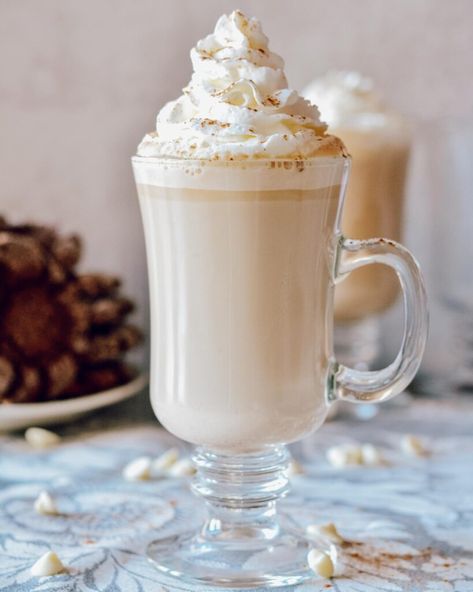 White Chocolate Mocha | Hot (Starbucks Copycat) | The Oven Light White Chocolate Mocha Starbucks, Almond Milk Whipped Cream, Hot White Chocolate, Starbucks White Chocolate, Iced White Chocolate Mocha, Saved Money, Mocha Recipe, White Chocolate Mocha, Tea Drinks