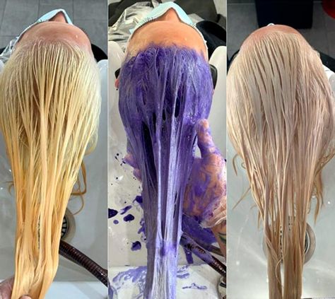 Tone Yellow Hair, Toner For Brown Hair, Tone Hair At Home, Silver White Hair, Salon Hair Color, Dyed Hair Purple, Bleaching Your Hair, Silver Shampoo, Purple Shampoo