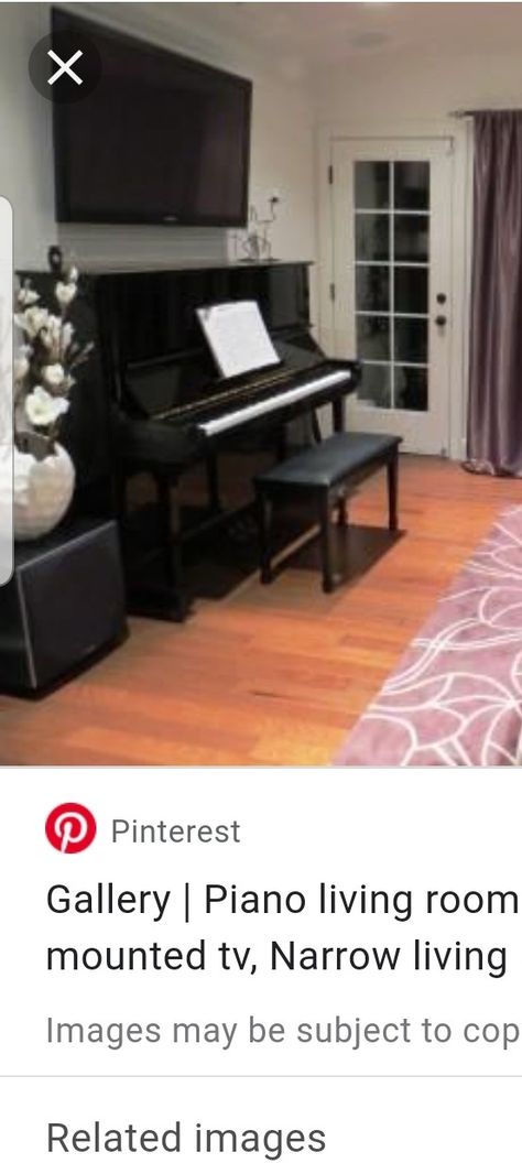 Im deciding to get a TV above my piano so searching for ideas Tv Piano Wall, Piano With Tv Above, Piano Tv Living Room, Frame Tv Over Piano, Tv Over Piano Living Rooms, Piano As Tv Stand, Piano Tv Stand, Tv Above Piano Living Rooms, Piano And Tv On Same Wall