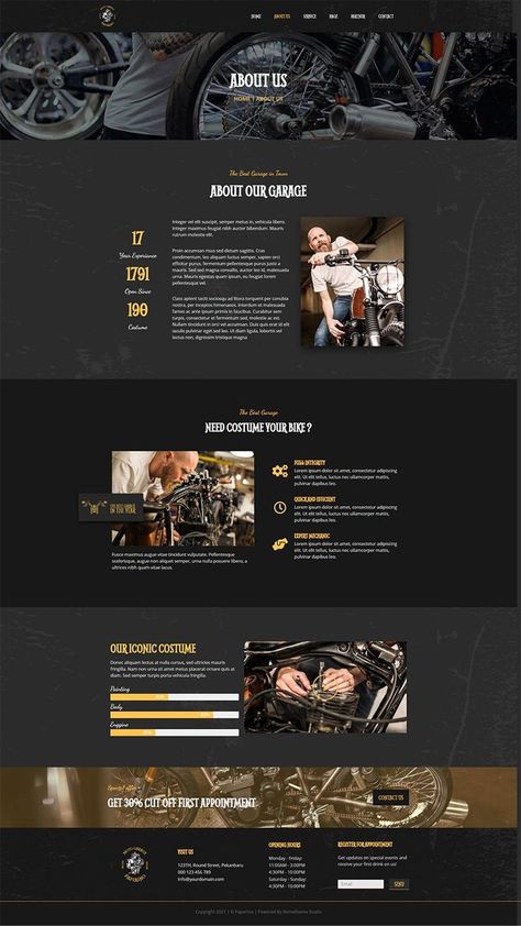 Paperino Garage - Mechanic Elementor Template Kit Webpage Design Layout, About Us Page Design, Blog Layout Design, Bold Type, Mechanic Garage, Event Website, Blog Themes Wordpress, Tshirt Design Inspiration, Ad Template