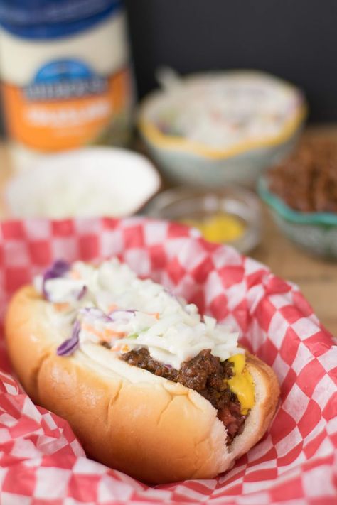 In West Virginia Hot Dogs are a religion and the West Virginia Slaw Dog is KING! Check out how you make this iconic family favorite! Wv Hot Dog Chili Recipe, West Virginia Hot Dog Chili Recipe, West Virginia Hot Dog Sauce Recipe, Chili Dog Chili Recipe, Hot Dog Sauce Recipe, Slaw Dog, Hotdog Chili Recipe, Hot Dog Chili Sauce, Hot Sandwiches