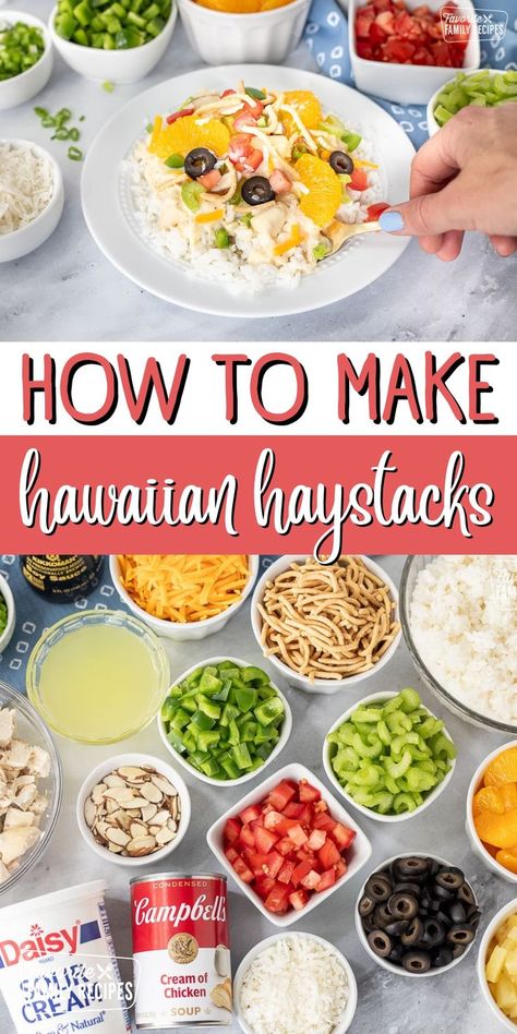 Hawaiian Haystacks, Large Family Meals, Favorite Dinner, Potluck Dishes, Chicken Main Dishes, Hawaiian Food, Easy Family Meals, Dinner Dishes, Chicken Dinner Recipes