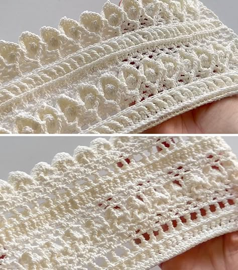 Lace Crochet Pattern Tutorial Sided - Crochet & Knit by Beja - Free Patterns, Videos + How To Crochet Lace Stitches, Free Crochet Patterns For Afghans, Free Mandala Crochet Patterns, Knitting Toy Patterns, Vintage Crochet Doily Pattern, Blanket Edging, Crochet Fall Decor, Crochet Blanket Edging, Crochet Border Patterns