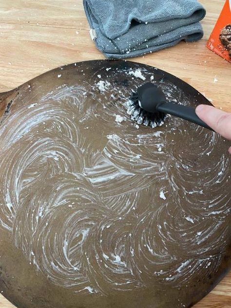 The Best Way To Clean a Pizza Stone How To Clean A Pizza Stone, Clean Pizza Stone, Pampered Chef Pizza Stone, How To Clean Stone, Stone Pizza Oven, Cast Iron Pizza, Brick Pizza Oven, Cooking Stone, Cast Iron Cleaning